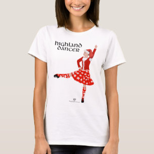 Weihnachtliche schottische Highland-Tänzerin in Ro T-Shirt