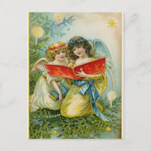Weihnachtliche singende Engel im Vintage-Stil Feiertagspostkarte