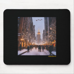 Weihnachtliche Stadtansicht im Schnee Mousepad