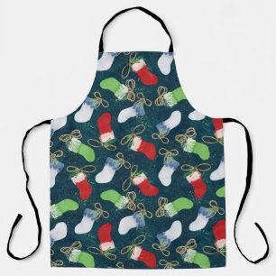 Weihnachtliche Strümpfe, Aquarellmuster nahtlos. Schürze