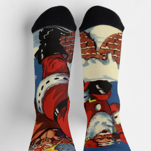 Weihnachtliche Szene, Weihnachtsmann kommt durch d Socken