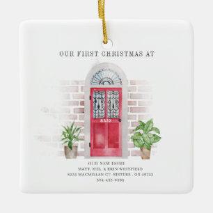 Weihnachtliche Umzugsankündigung Adressänderung Keramikornament
