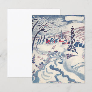 Weihnachtliche Vintage-Ansicht, Winterdorf-Schneel Feiertagskarte