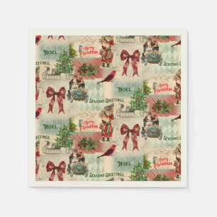 Weihnachtliche Vintage-Collage Serviette