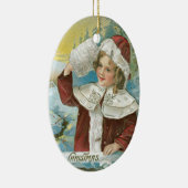 Weihnachtliche Vintage-Dame im Santa-Kostüm Keramikornament (Rechts)