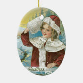 Weihnachtliche Vintage-Dame im Santa-Kostüm Keramikornament (Hinten)