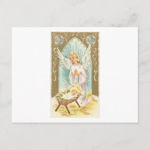 Weihnachtliche Vintage-Engel der Geburt Christi Feiertagspostkarte
