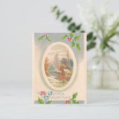 Weihnachtliche Vintage-Freude Feiertagspostkarte (Stehend Vorderseite)