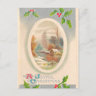 Weihnachtliche Vintage-Freude Feiertagspostkarte