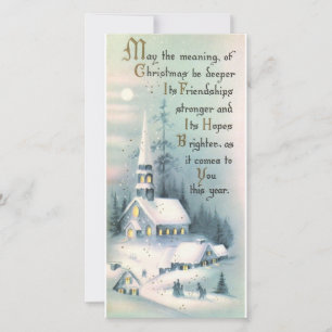 Weihnachtliche Vintage-Kirche Winter Feiertagskarte