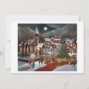 Weihnachtliche Vintage-Landschaft im Schnee Feiertagskarte