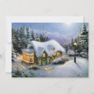 Weihnachtliche Vintage-Landschaft im Schnee Feiertagskarte
