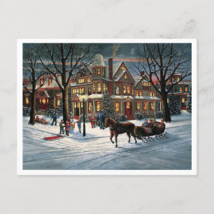 Weihnachtliche Vintage-Landschaft im Schnee Feiertagspostkarte