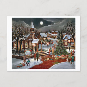 Weihnachtliche Vintage-Landschaft im Schnee Feiertagspostkarte