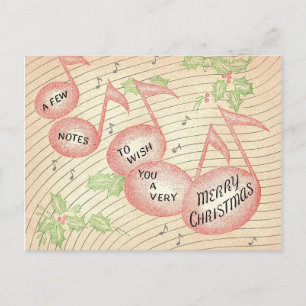 Weihnachtliche Vintage-Musiknoten Postkarte