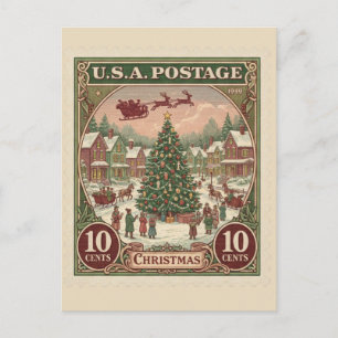 Weihnachtliche Vintage-Postbriefmarke Postkarte