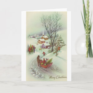 Weihnachtliche Vintage-Schneelandschaft Feiertagskarte