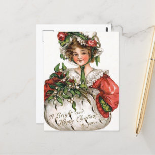 weihnachtliche vintage Weihnachtsdame Holiday Post Postkarte
