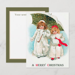 weihnachtliche Vintage-Weihnachtsmädchen fügen Sen Mitteilungskarte