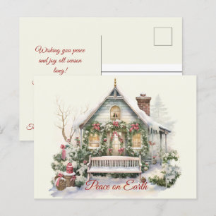 Weihnachtliche Vintage-Winterszene Postkarte