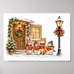 Weihnachtliche Waldtiere-Christmas-Caroler für die Poster