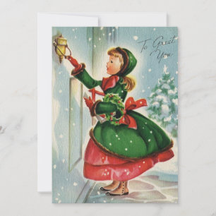 Weihnachtliche Weihnachtsfee kommt, um Sie zu begr Feiertagskarte
