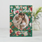 Weihnachtliche Weihnachtskarte Flach Feiertagskarte (Stehend Vorderseite)