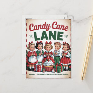 Weihnachtliche Weihnachtskeksschlangenstraße Feiertagspostkarte