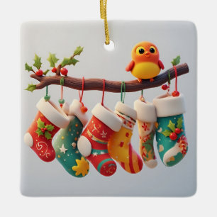 Weihnachtliche Weihnachtsstrümpfe Keramikornament