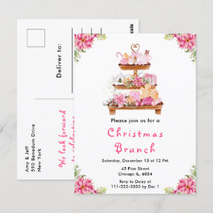Weihnachtliche Weihnachtstee-Party Rosa Postkarte