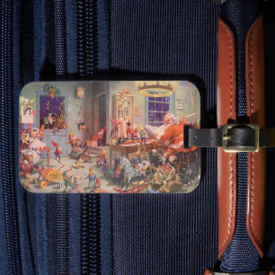 Weihnachtliche Werkstatt von Santa Claus mit Elfen Gepäckanhänger