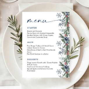 Weihnachtliche Whimsical-Rote-Bogen-Kranz-Dinnerpa Menükarte