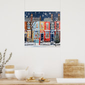 Weihnachtliche Winter-Wunder-Häuser Poster (Küche)