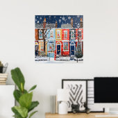 Weihnachtliche Winter-Wunder-Häuser Poster (Heimbüro)