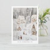 Weihnachtliche Winterdorf-Weihnachtskarte Feiertagskarte (Stehend Vorderseite)