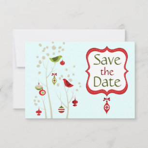 Weihnachtliche Wintervögel Hochzeitsankündigung Einladung
