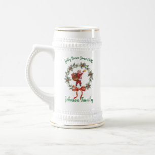 Weihnachtlicher Bier trinkender Weihnachtsmann Bierglas