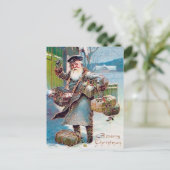 weihnachtlicher Briefträger festlich im Vintage-St Postkarte (Stehend Vorderseite)