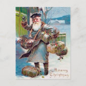 weihnachtlicher Briefträger festlich im Vintage-St Postkarte (Vorderseite)