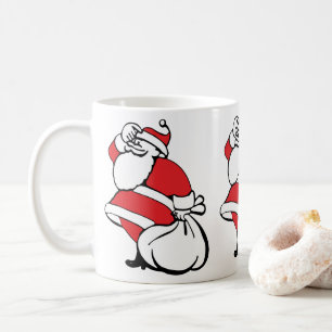 Weihnachtlicher Cartoon-Clown Santa Claus mit Sack Kaffeetasse