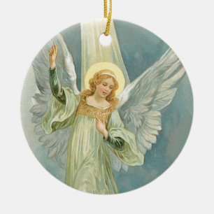 Weihnachtlicher Engel Gloria im klassischen Stil Keramikornament