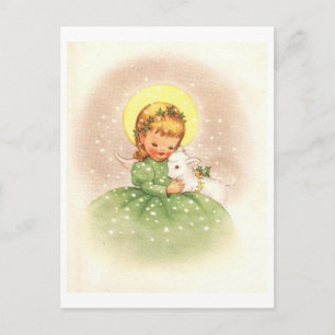 Weihnachtlicher Engel mit Lamm Feiertagspostkarte