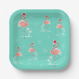 weihnachtlicher Flamingo-Platz Pappteller