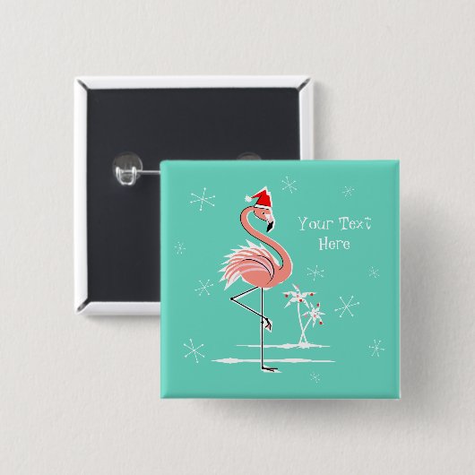 weihnachtlicher Flamingo Text-Button Button (Vorne & Hinten)