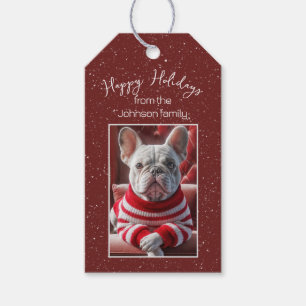 Weihnachtlicher Französischer Bulldogge Geschenkanhänger