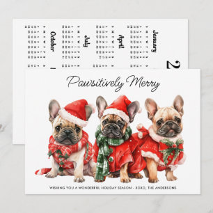Weihnachtlicher Französischer Bulldogge Hund 2027 Feiertagskarte