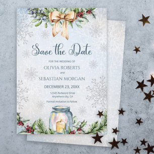 Weihnachtlicher Frostiger Schneeiger Winterhochzei Save The Date