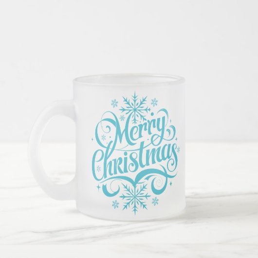 Weihnachtlicher gefrosteter Kaffeebecher Mattglastasse (Links)