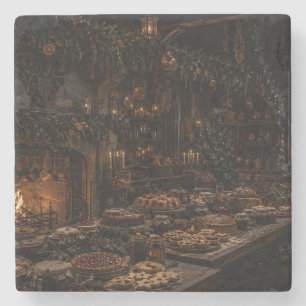 Weihnachtlicher gotischer Festsaal-Unterleger Steinuntersetzer