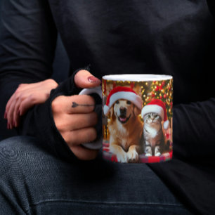 Weihnachtlicher Hund und Katze Weihnachten Verwandlungstasse